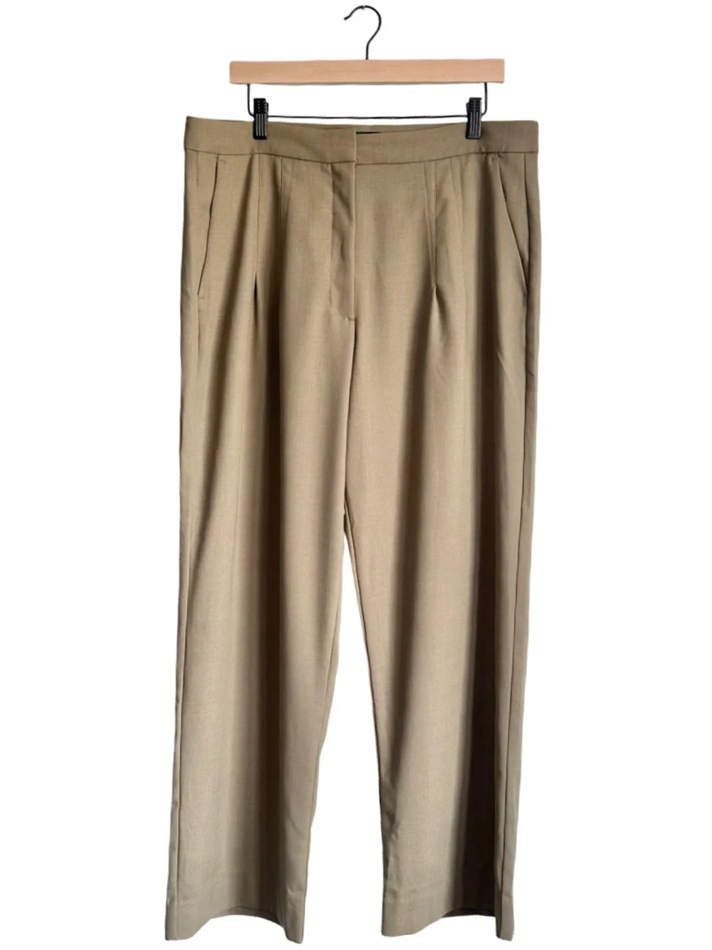 Banana Republic Wide-Leg High Rise Pleated Trouser Pants Olive Green Women’s 14